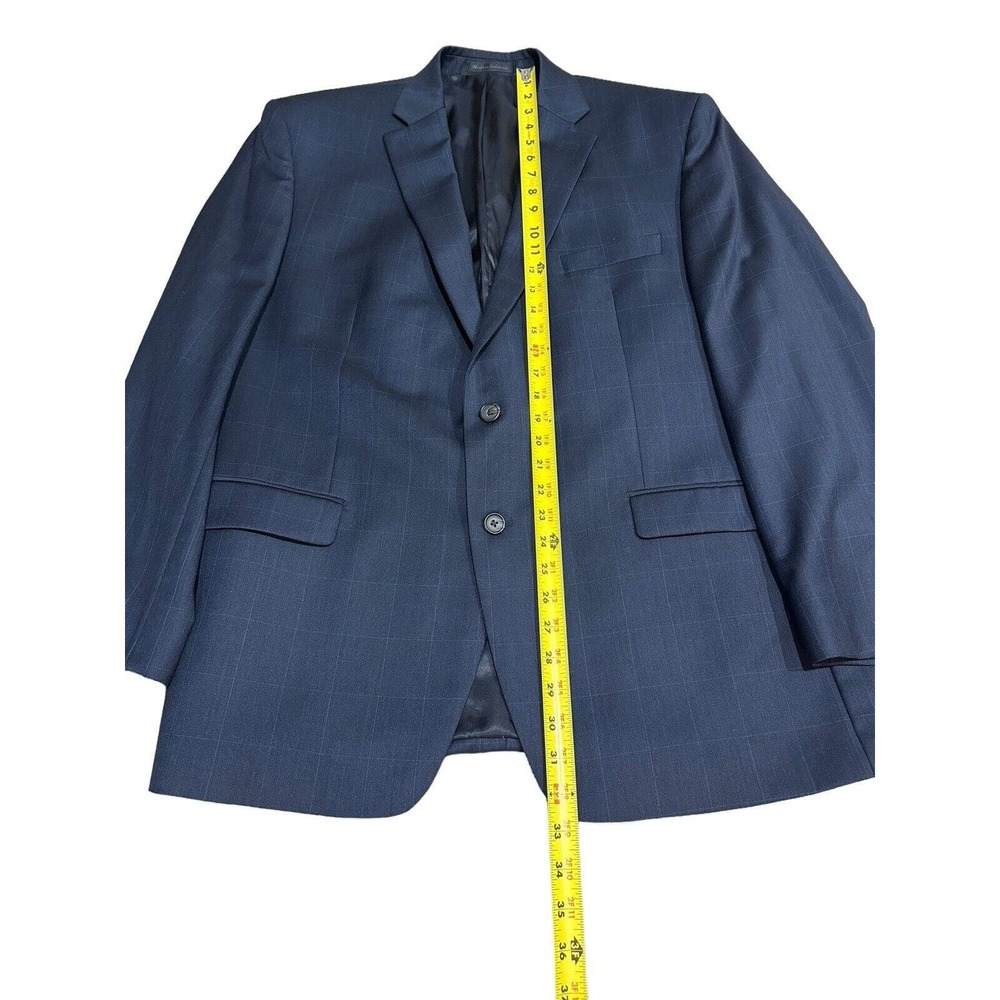 Lauren Ralph Lauren Men's 46R Navy Blue Plaid 100% Wool 2 Button Blazer Jacket - Picture 7 of 10